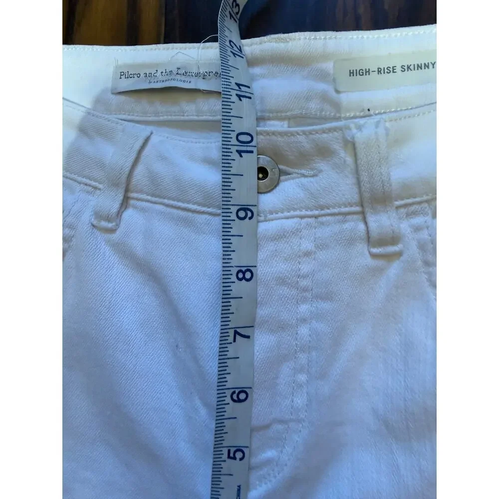 Anthropologie Pilcro Side Crochet Skinny Ankle Length White Denim Jeans Size 29